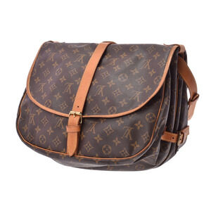 Louis Vuitton Monogram Brown Bag Shoulder Saumur Leather